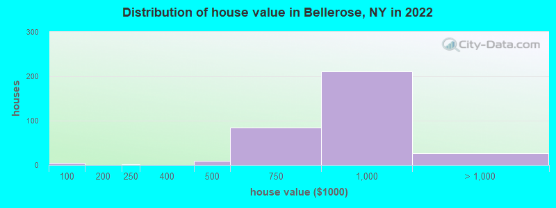 Distribution of house value in Bellerose, NY in 2022