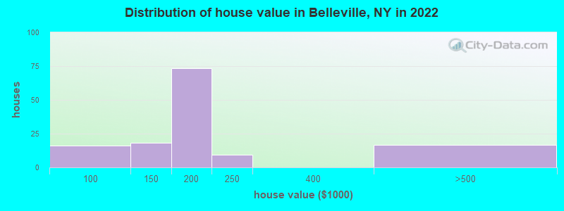 Distribution of house value in Belleville, NY in 2022