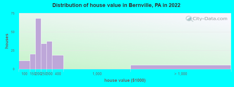 Distribution of house value in Bernville, PA in 2019
