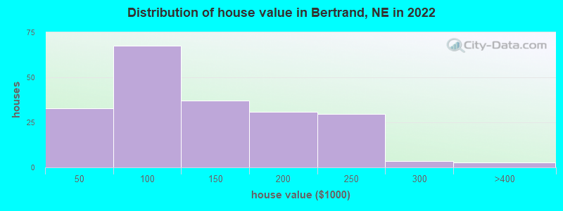 Distribution of house value in Bertrand, NE in 2022
