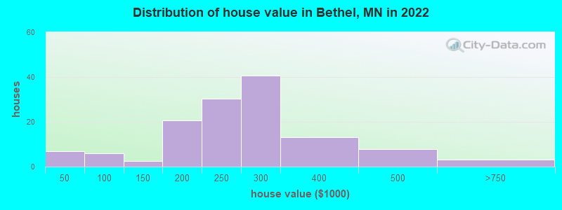 Distribution of house value in Bethel, MN in 2022