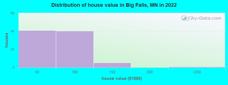 Distribution of house value in Big Falls, MN in 2022