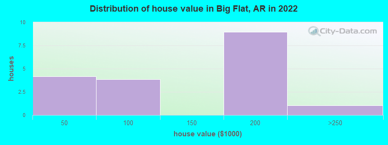 Distribution of house value in Big Flat, AR in 2021