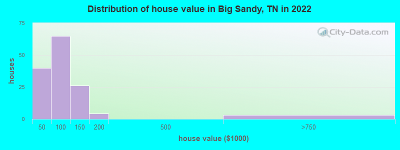 Distribution of house value in Big Sandy, TN in 2019