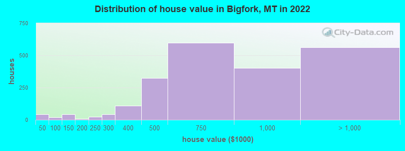 Distribution of house value in Bigfork, MT in 2022