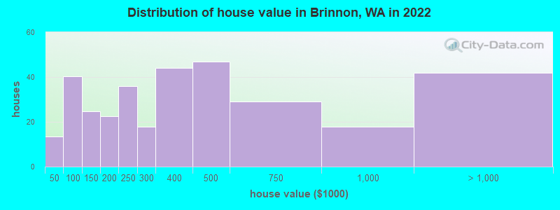 Distribution of house value in Brinnon, WA in 2022