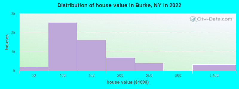 Distribution of house value in Burke, NY in 2021