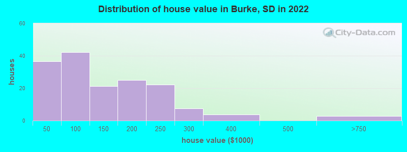 Distribution of house value in Burke, SD in 2022