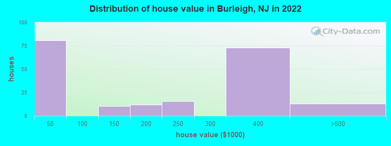 Distribution of house value in Burleigh, NJ in 2022