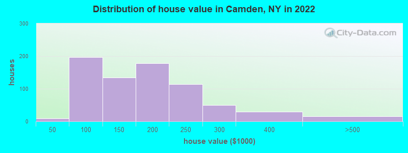 Distribution of house value in Camden, NY in 2022