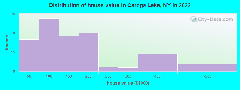 Distribution of house value in Caroga Lake, NY in 2022