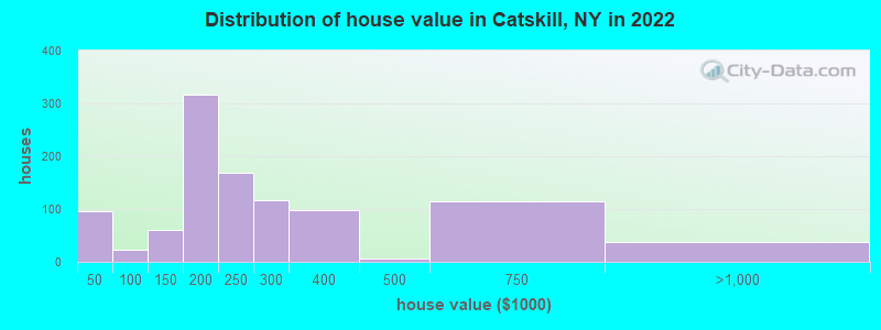 Distribution of house value in Catskill, NY in 2022