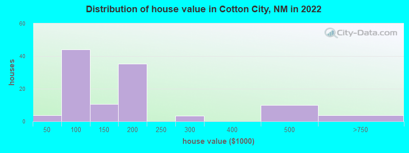 Distribution of house value in Cotton City, NM in 2022