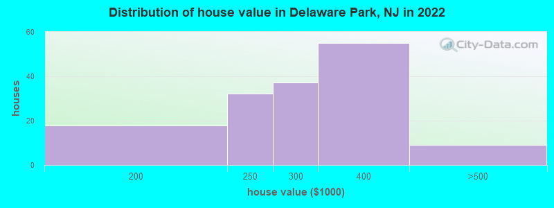 Distribution of house value in Delaware Park, NJ in 2022
