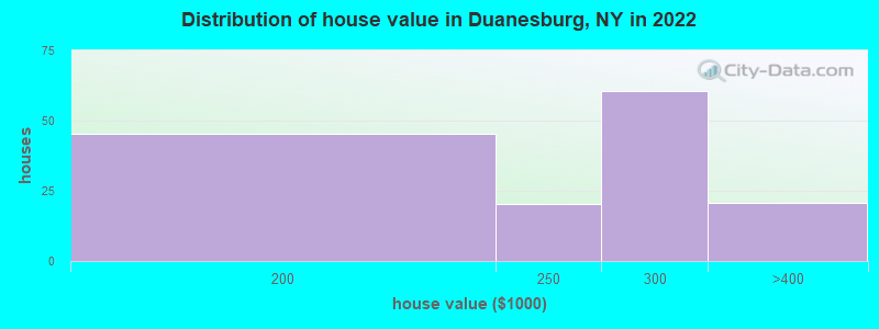 Distribution of house value in Duanesburg, NY in 2022