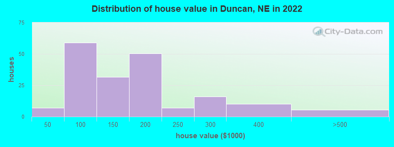 Distribution of house value in Duncan, NE in 2022