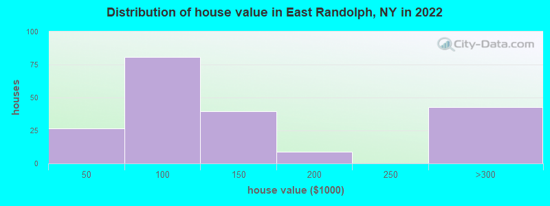 Distribution of house value in East Randolph, NY in 2022