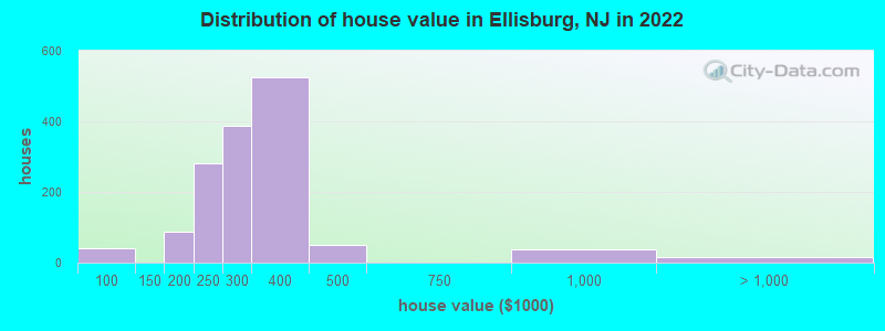 Distribution of house value in Ellisburg, NJ in 2022