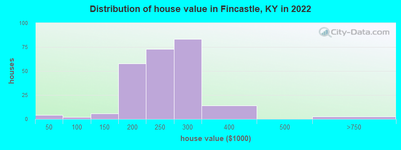 Distribution of house value in Fincastle, KY in 2022