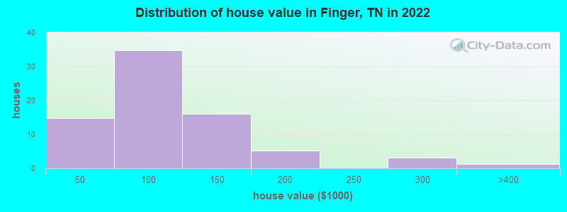 Distribution of house value in Finger, TN in 2022