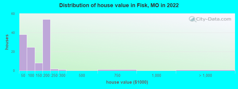Distribution of house value in Fisk, MO in 2022