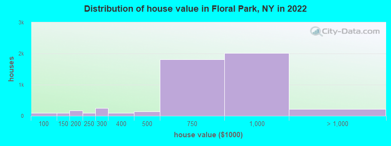 Distribution of house value in Floral Park, NY in 2022