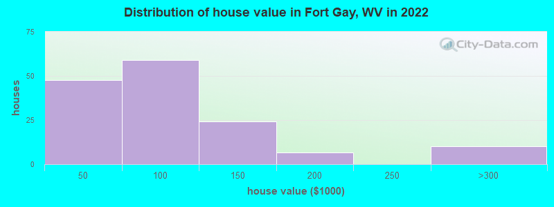 Distribution of house value in Fort Gay, WV in 2022