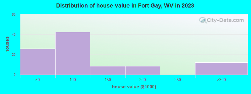 Distribution of house value in Fort Gay, WV in 2022