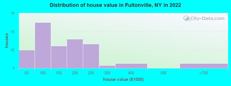 Distribution of house value in Fultonville, NY in 2022