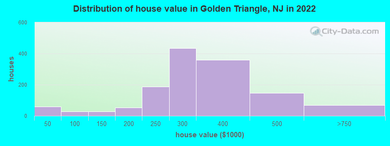 Distribution of house value in Golden Triangle, NJ in 2022