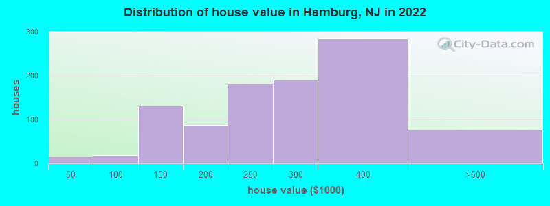 Distribution of house value in Hamburg, NJ in 2022