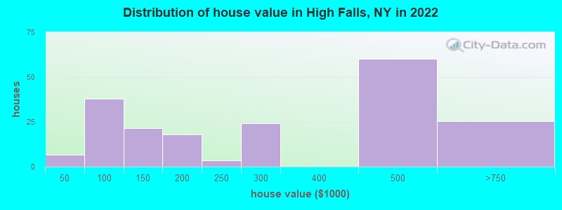 Distribution of house value in High Falls, NY in 2022