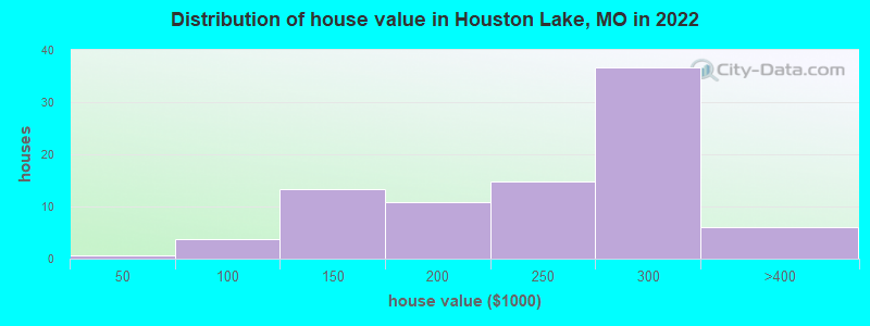 Distribution of house value in Houston Lake, MO in 2022