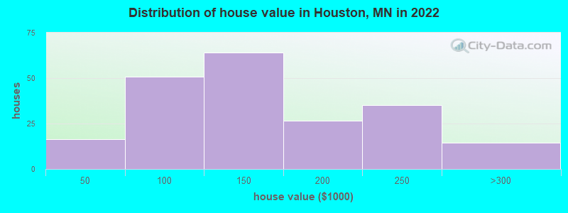 Distribution of house value in Houston, MN in 2022