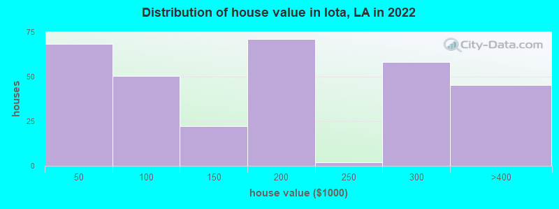 Distribution of house value in Iota, LA in 2019