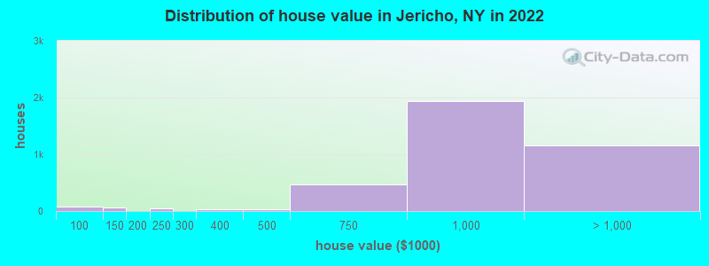 Distribution of house value in Jericho, NY in 2019