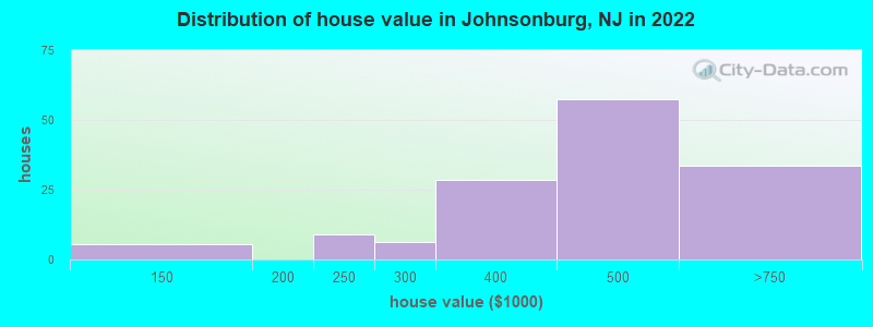 Distribution of house value in Johnsonburg, NJ in 2022