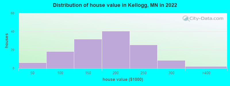 Distribution of house value in Kellogg, MN in 2022