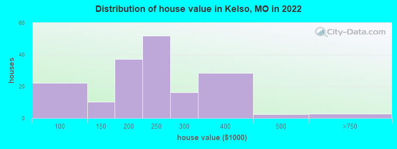 Distribution of house value in Kelso, MO in 2022