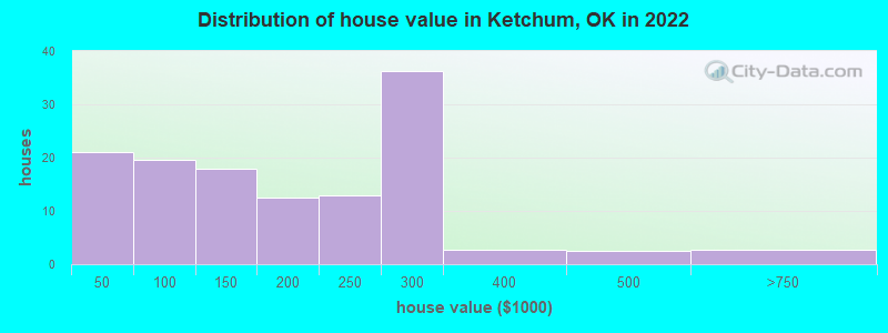 Distribution of house value in Ketchum, OK in 2019