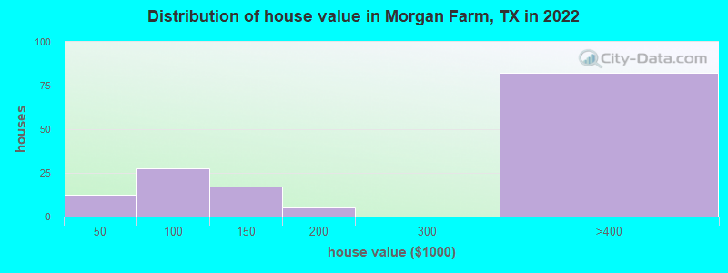 Distribution of house value in Morgan Farm, TX in 2022