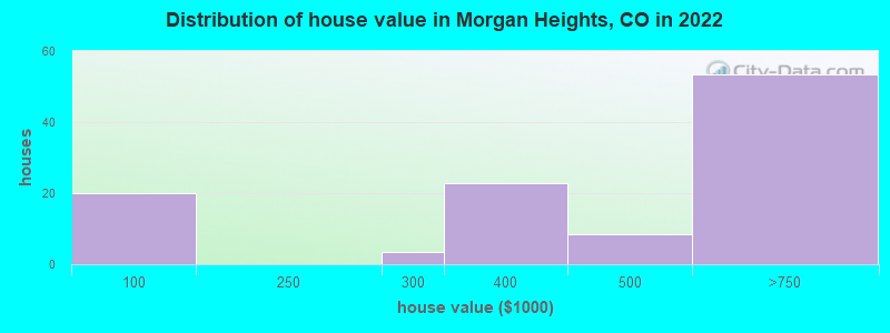 Distribution of house value in Morgan Heights, CO in 2022