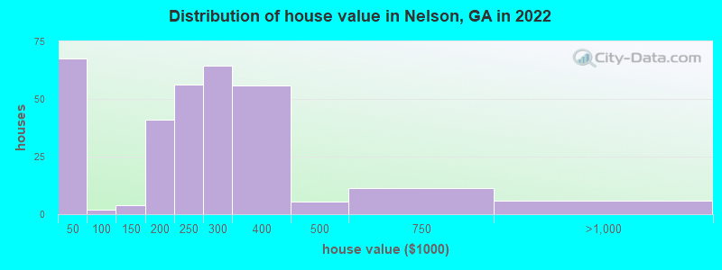 Distribution of house value in Nelson, GA in 2022