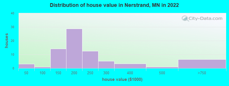Distribution of house value in Nerstrand, MN in 2022
