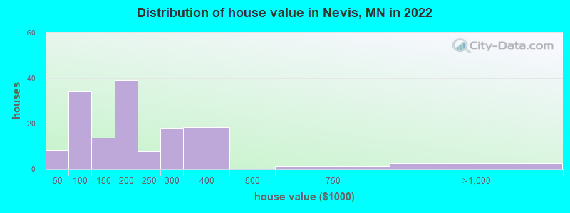 Distribution of house value in Nevis, MN in 2022