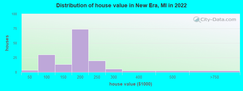 Distribution of house value in New Era, MI in 2019