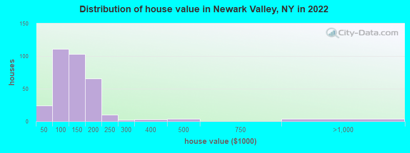 Distribution of house value in Newark Valley, NY in 2022