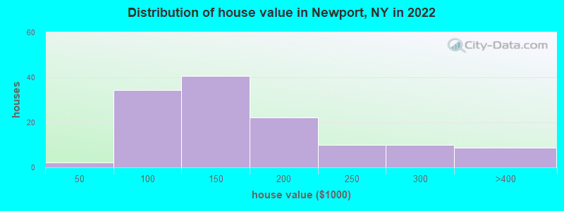 Distribution of house value in Newport, NY in 2022