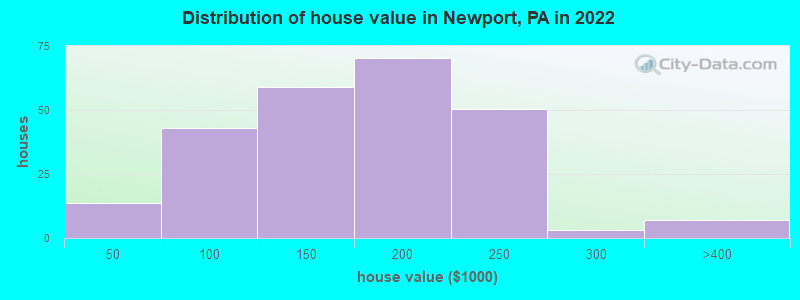 Distribution of house value in Newport, PA in 2019