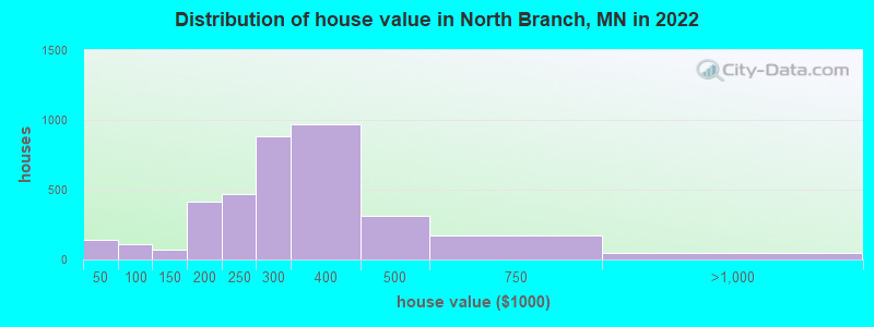 Distribution of house value in North Branch, MN in 2022